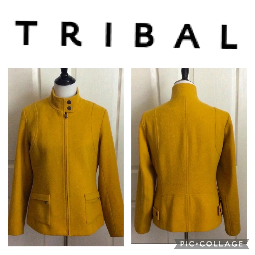 TRIBAL Marigold Wool Blend Jacket Coat Zippered with Satin Lining 6 - Picture 2 of 13